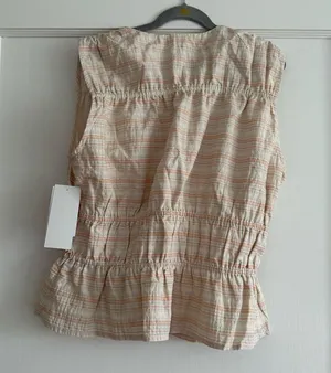 Treasure & Bond Cream and Beige Striped V Neck Front Tie Tank Top XSmall NWOT thumbnail 5