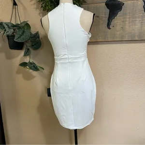 Lulus NWT Headed to Cocktail Hour White Halter Tulip Mini Dress thumbnail 6