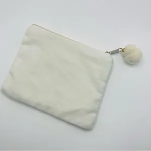 Shirdee white and silver “I do” beaded zippered pouch with pom. thumbnail 3
