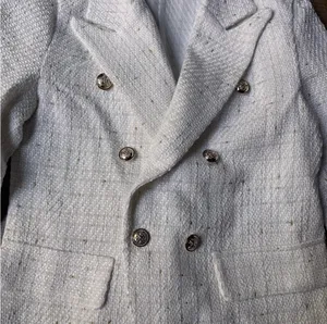 NWOT SHEIN Cream Bouclé Double-Breasted Blazer | Gold Buttons | Size S thumbnail 3