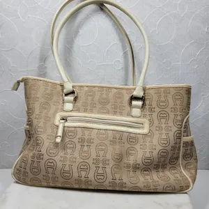Vintage Etienne Aigner Monogram Logo Tote Shoulder Bag Large Office Pockets thumbnail 3