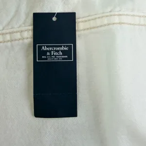 Abercrombie & Fitch White‎ Denim Jacket women XS Fitted Stretch Trucker Jean New thumbnail 8