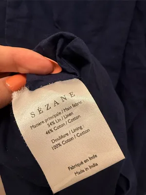 Sézane Navy Blue Smocked Midi Skirt Convertible Strapless Dress thumbnail 4