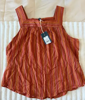 NWT Universal Thread Striped Orange Sleeveless Top thumbnail 1