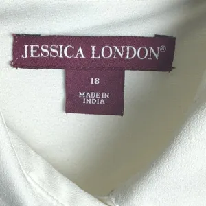 Jessica London Blouse Women Preppy Career Button Long Sleeve Size 18 Cream Work thumbnail 2