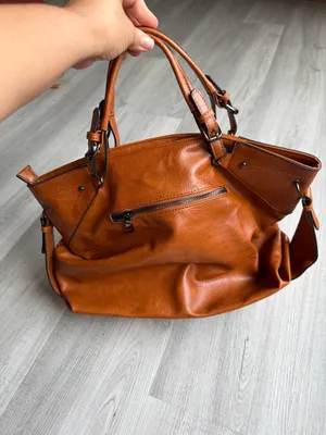 Sam & Hadley Brown Cognac Satchel Bag Buckle Detail Faux Leather Large Handbag thumbnail 3
