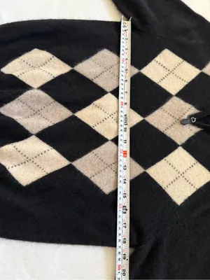 Allen Solly 100% Cashmere Argyle Quarter Zip Sweater Mens Quiet Luxury Old Money thumbnail 7