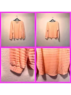 H&M Peach Textured Sweater Top Soft‎ Lightweight Pullover Size M thumbnail 2