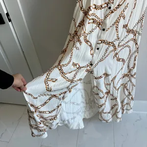 Anthropologie Maeve Short Sleeve Gold Chain Print Dress Size XXS thumbnail 3