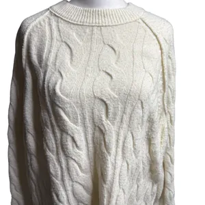 Aerie unREAL Cable Knit Sweater XS Oversized Cream Cozy thumbnail 4