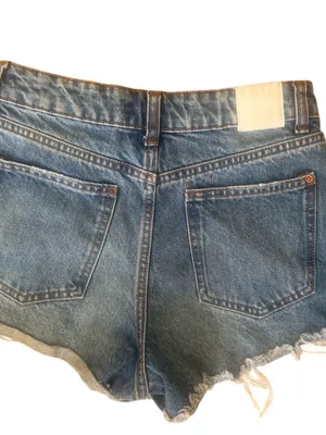 Zara Light Blue Distressed Jean Shorts thumbnail 2