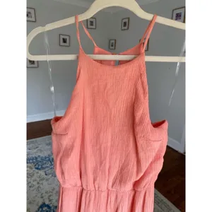 NWTs All in Favor Maxi‎ Dress Coral Halter Ruffle Autumn Parisian Boho Party thumbnail 4