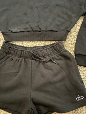 Accolade Set 🖤Cropped Crewneck + Shorts (Black) thumbnail 4
