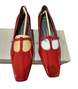 Franco Sarto Carmela patent red leather Mary Jane flats square toe Size 7.5 thumbnail 1