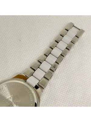 Anne Klein Women watch silver white tone rhinestones 33mm quartz 6” running thumbnail 6