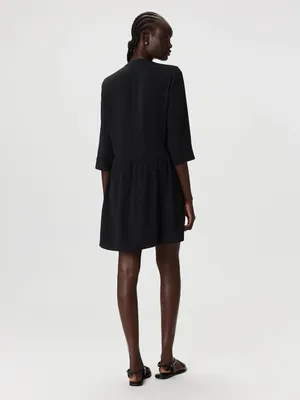 Quince | Fluid Crepe Shirt Dress in Black, XS thumbnail 3