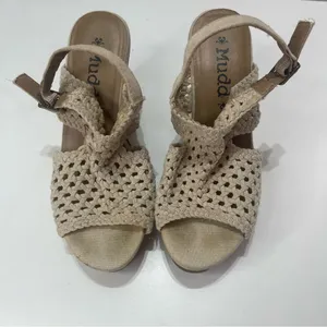 Mudd Women 9M Y2K Espadrille Crochet Wedge Platform Shoes Open Toe Bohemian thumbnail 3