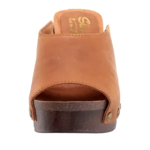 Sbicca Montrose Genuine Suede Clog Mule Heeled Sandal Tan 9 thumbnail 4