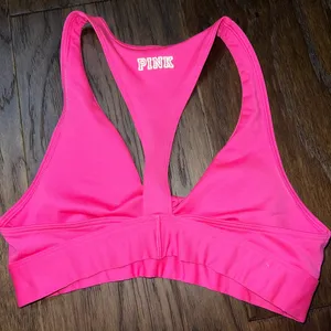 PINK XS twist front sports bra neon pink thumbnail 4