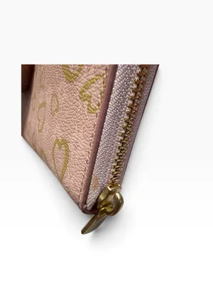 Coach Blush Pink Gold Heart Print Zip Around Continental Wallet thumbnail 4