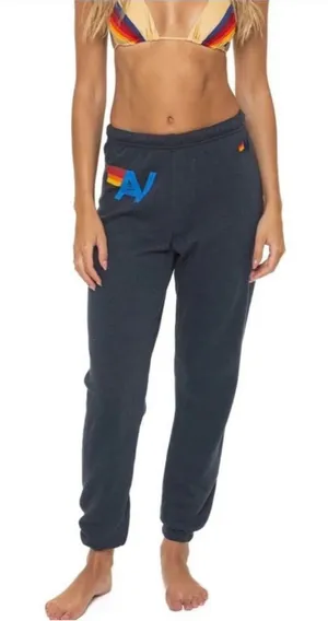 Aviator Nation Rainbow Logo Charcoal Cozy Sweatpants Size Small thumbnail 1