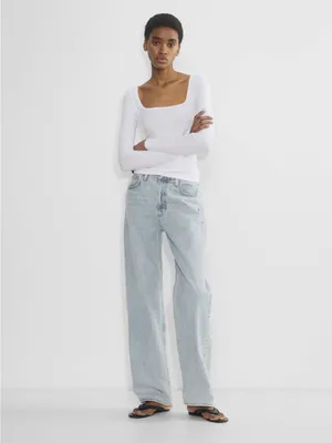 Aritzia HomeStretch™ Rib Squareneck Longsleeve white thumbnail 2