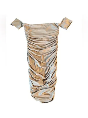 Superdown Taupe Off Shoulder Bodycon Mini Dress‎ Ruched NWT Size XS thumbnail 2
