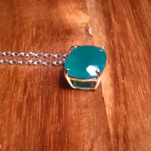 Verde Onyx Sterling Silver Pendant Stainless Steel Necklace thumbnail 7