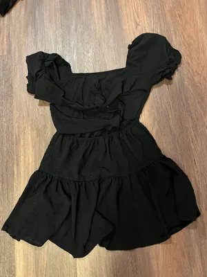 SheIn Black mini dress with puffy sleeves #partydress #minidress thumbnail 2