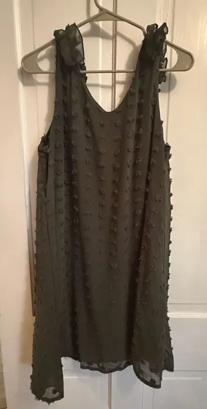 Olive Swiss Dot Dress Green Size L thumbnail 1