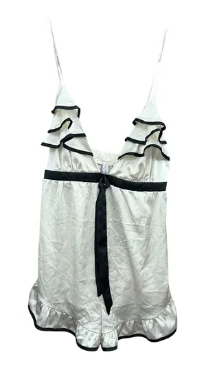 Out From Under Juliette Satin Ruffle Romper Size Medium Babydoll Lounge thumbnail 1