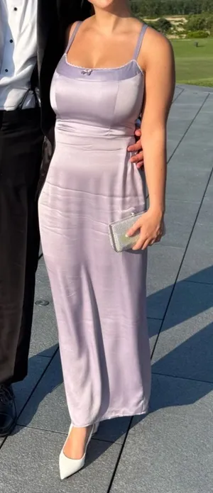 Reformation Lucy Satin Dress in Aura 0 thumbnail 1