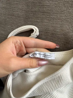 Zara Cream Ruffle Ribbed Crop Tank thumbnail 3