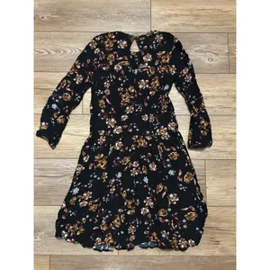 American Eagle Outfitters Womens Black Floral Boho Lace Trim Mini Dress XS Long thumbnail 2