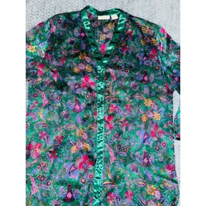 Victoria's‎ Secret Vintage 90's GOLD LABEL Floral Satin Sheer Sleep Lounge Top M thumbnail 2