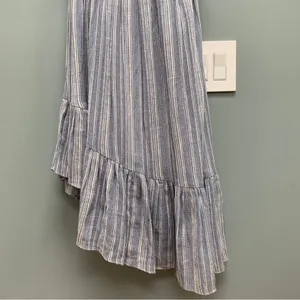 LoveShackFancy Pamela Midi Dress Asymmetrical One Shoulder Blue M thumbnail 5