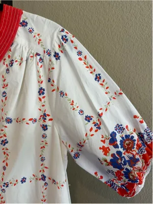 Entro Garden Floral Babydoll Mini Dress in Tomato Size S thumbnail 5