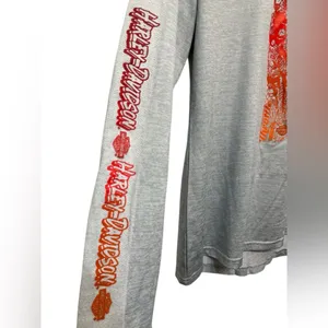 Harley-Davidson Women's Long Sleeve Hooded 'Peace' Shirt Size M thumbnail 2