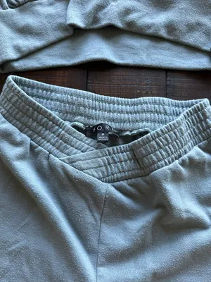 Boutique Matching V Neck Cropped Teal Lounge Set thumbnail 5
