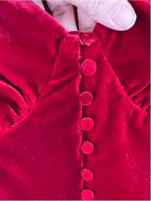 Lulus Red Velvet Mini Dress Womens M Long Sleeve V Neck Button Front Holiday Par thumbnail 6