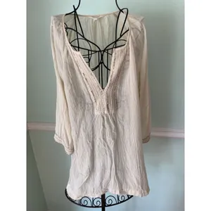 Athleta Mariana Tunic Sandcastle Cotton Beaded Sequined Size M‎ thumbnail 2