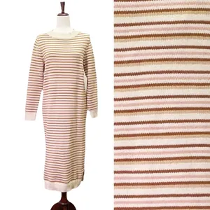 NWT Roolee Sweater Dress Small Cream Pink Brown Striped Knit Midi Long Sleeve thumbnail 13