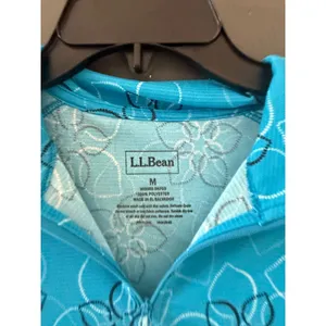 L.L. Bean Womens‎ Turquoise Blue Floral Quarter Zip Pullover Active Top Size M thumbnail 3