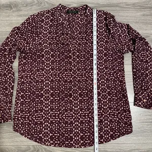 Ivanka Trump Burgandy Dressy LS Blouse Women’s L Half Clasp Button Office‎ Wear thumbnail 10