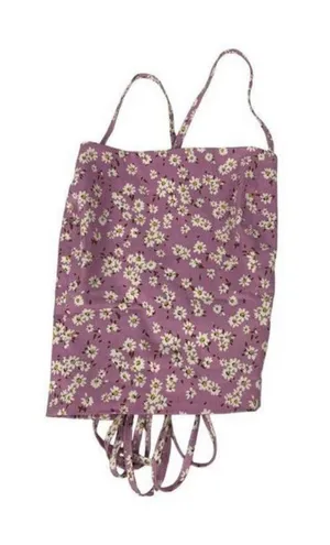 Zara Purple Daisy Lace-Up Camisole Womens S Floral Print Spaghetti Straps Top thumbnail 1
