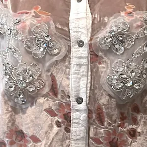 POL Velvet Burnout Lace Combo Embellished Tunic in Beige Combo sz medium thumbnail 7