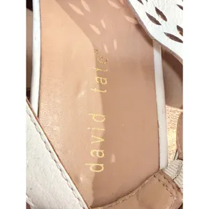 David Tate White Leather Laser Cut Crisscross Slingback Platform Sandals‎ 8.5 thumbnail 6