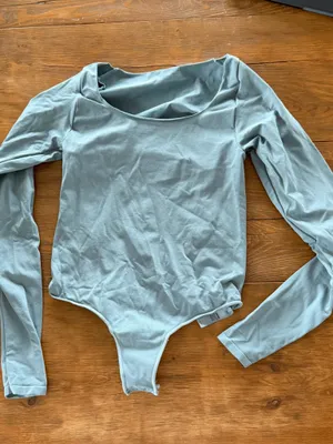 SKIMS Pale Blue Long Sleeve Square Neck Bodysuit thumbnail 1