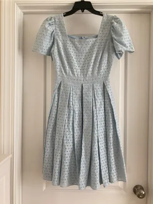 Rachel Parcell Powder Blue Eyelet Square-Neck Midi Dress thumbnail 3