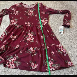 Speechless Burgundy Floral Long-Sleeve Tiered Dress thumbnail 4